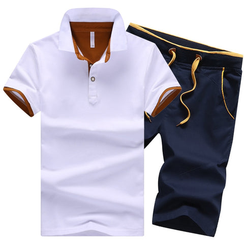 Image of Polo Shirts Sets- 2 Piece Set Elastic Waist Shorts