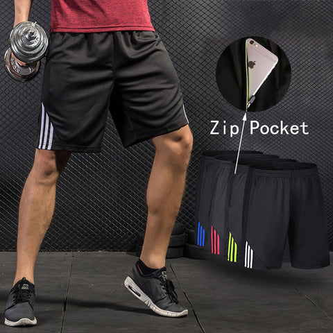 Image of Stripe Zip Pocket Gym Shorts