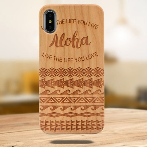 Image of Laser Engraving Real Wood Cell Phone Case for iPhone