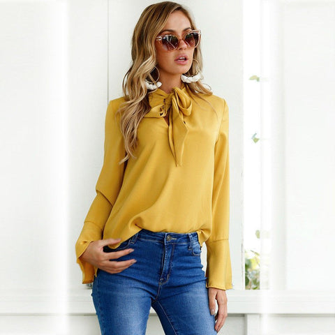 Image of Solid Long Sleeve V-neck Shirt