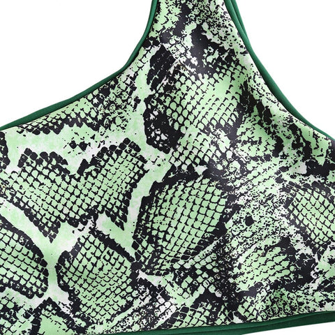 Image of Women Snakeskin Printed One Shoulder Bikinis