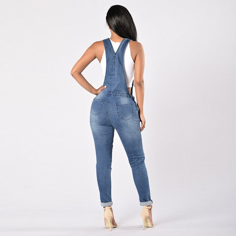 Image of Women Overalls Cool Denim Jumpsuit