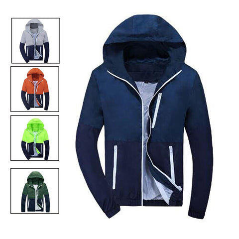 Image of Patchwork Hoodies Men Zipper Sweatshirts