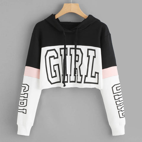Image of Harajuku Hoodies Sweatshirt Women Streetwear Letter Crop Top Hoodie