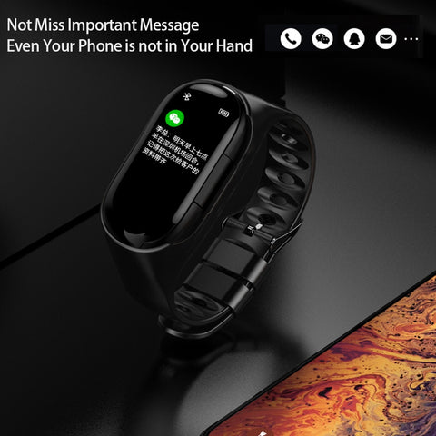 Image of Smart Watch Heart Rate Monitor Bluetooth Earphone Fitness