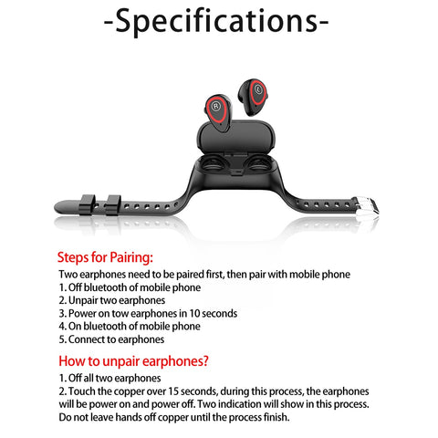 Image of Smart Watch Heart Rate Monitor Bluetooth Earphone Fitness