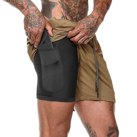 Image of Men 2 in 1 Running Shorts Jogging Gym Fitness Training