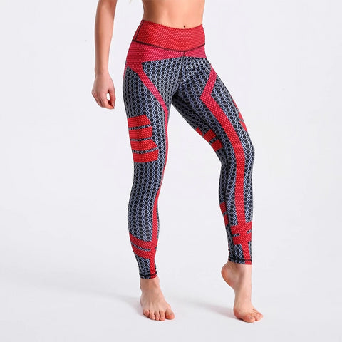 Image of Red Black Plaid Print Fitness Quick Drying Clothes