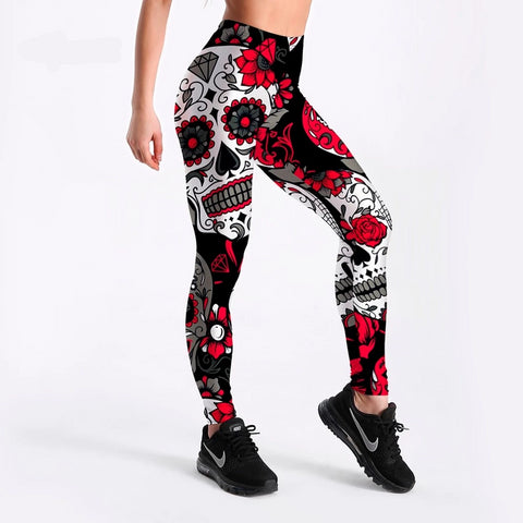 Image of Women's Skull&flower Black Leggings