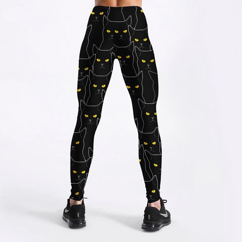 Image of Black Cute Cats Printed Leggings