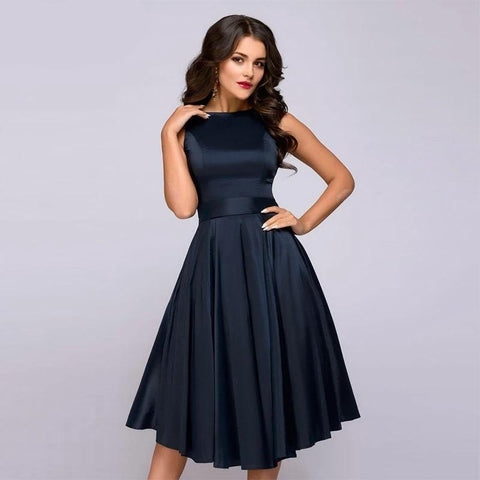 Image of Vintage style knee-length dress fashion sleeveless elegant