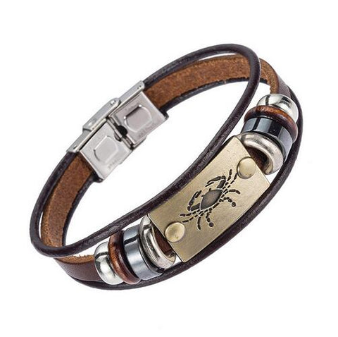 Image of XINYAO Constellation Bracelets Men Women Genuine Braided Leather Bracelet Men Jewelry