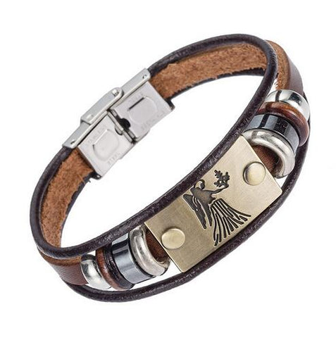 Image of XINYAO Constellation Bracelets Men Women Genuine Braided Leather Bracelet Men Jewelry