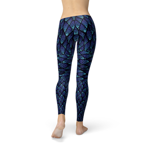 Image of Womens Blue Mermaid Scale Leggings