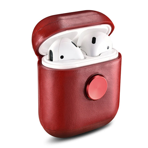 Image of Leather Earphone Case Gyro Box For AirPods Red