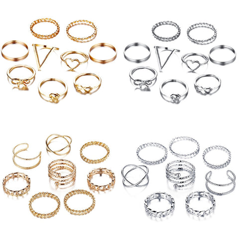 Image of Gold/Sliver Rings Set For Women