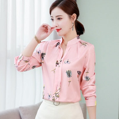 Image of Long Sleeve Shirts Women Blouse Autumn Lapel Office