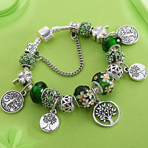 Image of Green Tree of Life Charm Bracelet