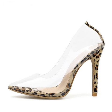 Image of Golden Rhinestone Transparent Women Pumps