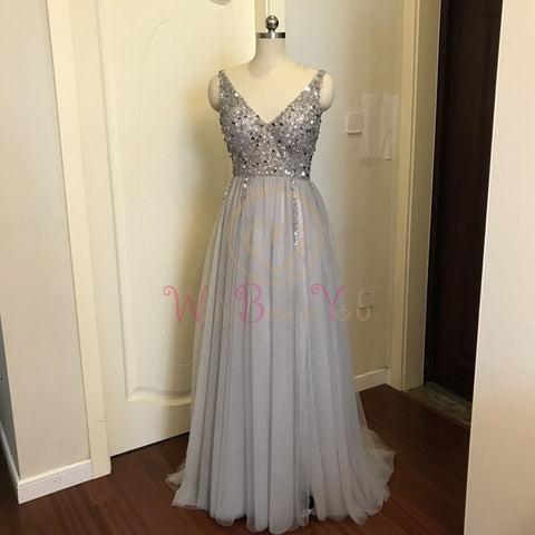 Image of V neck High Split Tulle