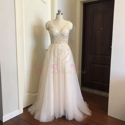 Image of V neck High Split Tulle