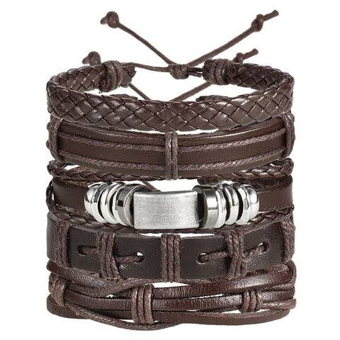 Image of Men Fashion Braided Handmade Star Rope Wrap Bracelets