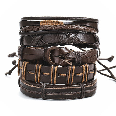 Image of Men Fashion Braided Handmade Star Rope Wrap Bracelets