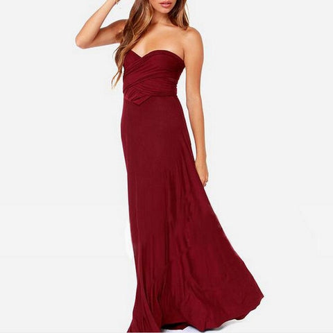 Image of Sexy Women Multiway Wrap Convertible Boho Maxi Club Red Dress
