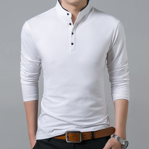 Image of Mens Long Sleeve Solid Polo Shirts