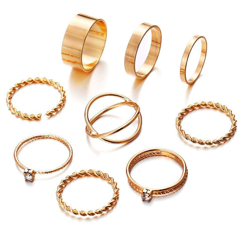 Image of Gold/Sliver Rings Set For Women