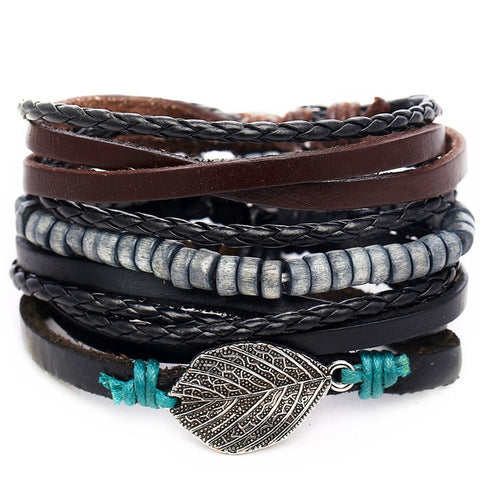 Image of Men Fashion Braided Handmade Star Rope Wrap Bracelets