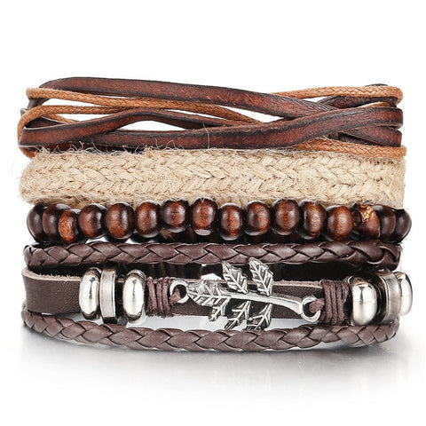 Image of Men Fashion Braided Handmade Star Rope Wrap Bracelets