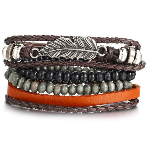 Image of Men Fashion Braided Handmade Star Rope Wrap Bracelets