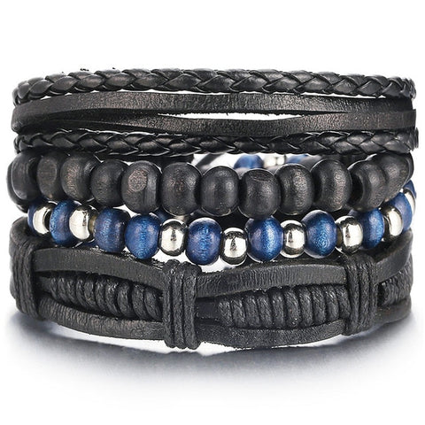 Image of Men Fashion Braided Handmade Star Rope Wrap Bracelets