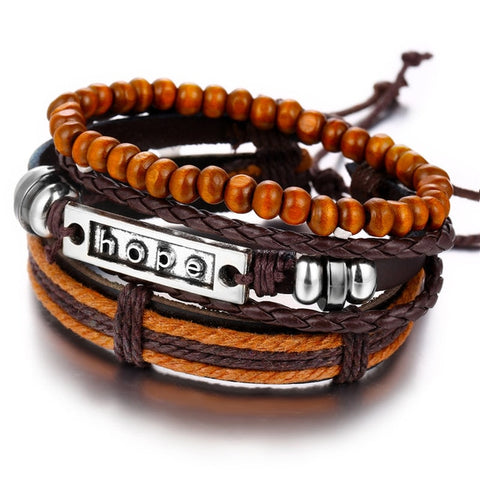 Image of Men Fashion Braided Handmade Star Rope Wrap Bracelets