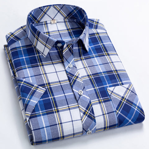 Image of Classic Plaid Short Sleeved Shirts for Men
