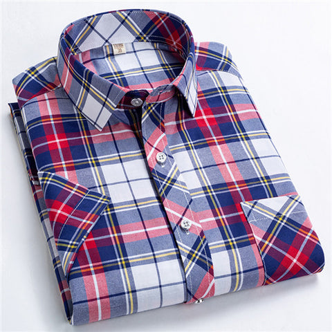 Image of Classic Plaid Short Sleeved Shirts for Men