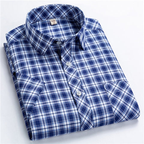 Image of Classic Plaid Short Sleeved Shirts for Men