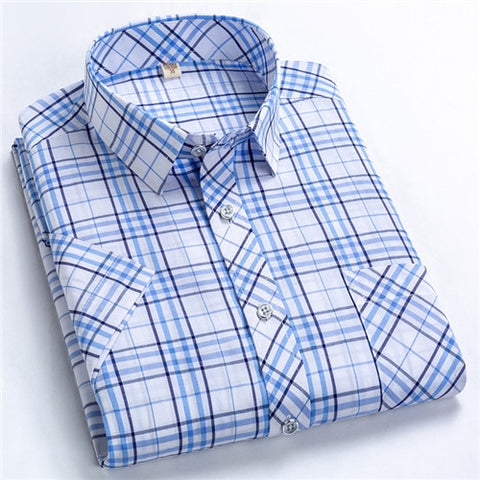 Image of Classic Plaid Short Sleeved Shirts for Men