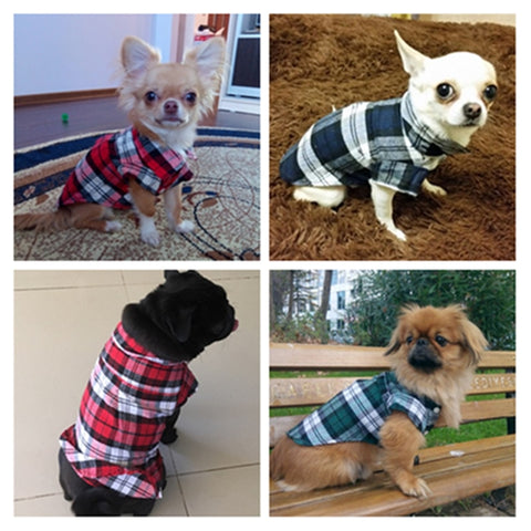 Image of Plaid Dog Clothes Summer Dog Shirts for Small Medium Dogs Pet Clothing Yorkies Chihuahua Clothes