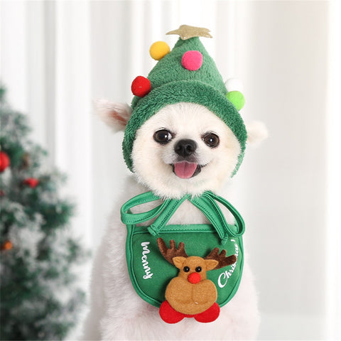 Image of Dog Christmas Bandana Santa Hat
