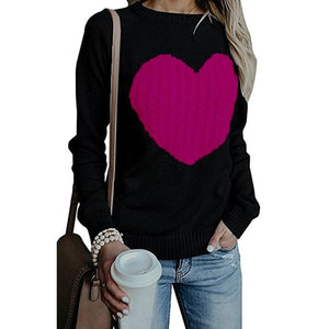 Women Long Sleeve Slim Heart Knitted Sweaters