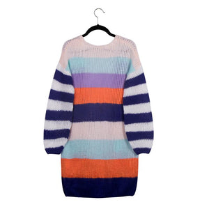 Hit Color Patchwork Women Sweater Coat