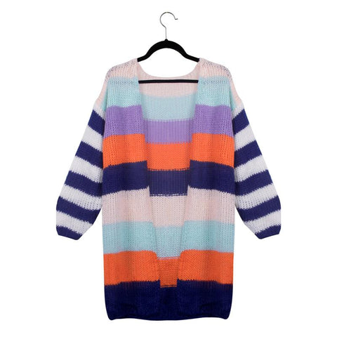 Image of Hit Color Patchwork Women Sweater Coat