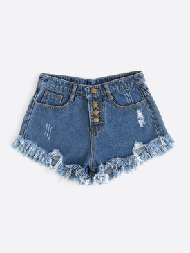 Distressed  Denim Shorts