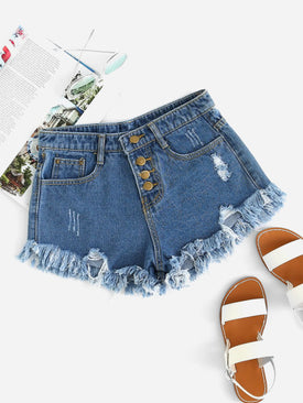 Distressed  Denim Shorts