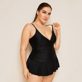 Plus Twist Ruffle Hem One Piece Swimwear