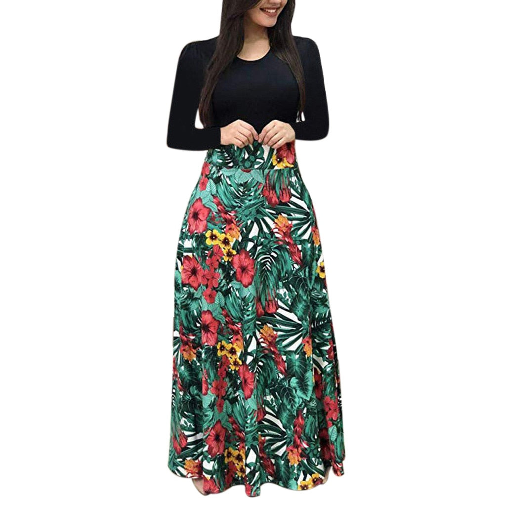 Long Dress Fashion Women Floral Print Boho