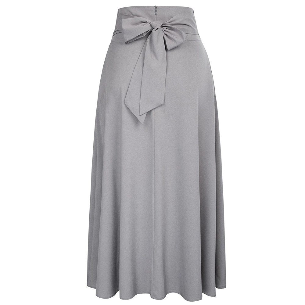 Pleated Belted Maxi Skirt