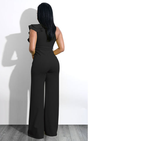 Image of One Shoulder Ruffles Jumpsuits For Women
